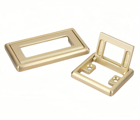 Hidden Exposed Door Pull Handles Set, 2 Pieces Aluminum Alloy Flip Handles Recessed Drawer Knobs With Screws, Gold Finish