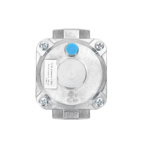 Gas pressure regulator 1/2'' for LPG/NG, metal body with blue adjustment cap.