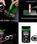 Desoldering Braid For Precision Soldering And PCB Repair in use, packaging of Dense Solder Wicks, Fine Desoldering Wire for solder removal.