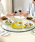 Extra Large Lazy Susan Turntable Glass Serving Plate With Aluminum Bearing, Smooth 360 Degree Swivel for Dining Table and Kitchen