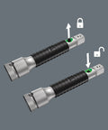 Zyklop 8796 LA Long Extension One Quarter Inch Square Drive 150mm Length with freewheel sleeve and ball lock mechanism