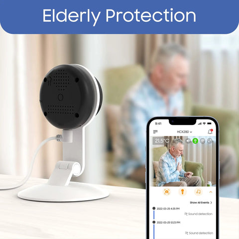 Indoor Security Camera With Night Vision And 1080P HD, WiFi Home Surveillance For Baby And Pets, motion alerts, two-way talk, elderly care.