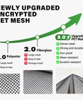Comparison chart of polyester, fiberglass, and upgraded PET mesh for Heavy Duty PET Magnetic Screen Door With Double Door Closure.