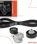 Engine Serpentine Belt Drive Kit For BMW Cars Bolt On Replacement Fits 320i 323Ci 323i 325Ci 325i 325xi 328Ci 328i 330Ci 330i 330xi 525i 530i X3 X5 2.2L 2.5L 2.8L 3.0L, with belt and pulleys