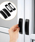Self Stick Cabinet Handles 4 Pack Black Plastic Drawer Knobs For Cabinets Wardrobes Sliding Doors And Windows installed on door