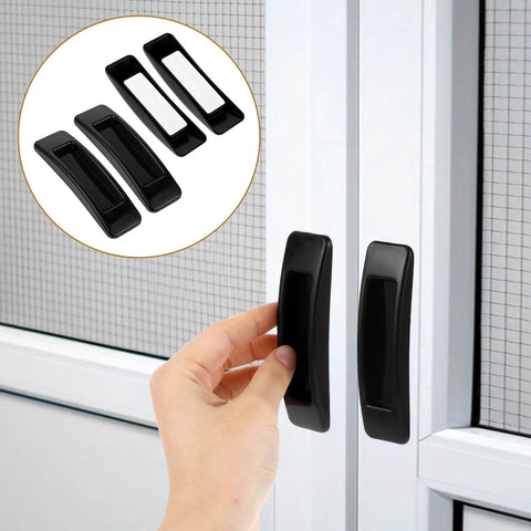 Self Stick Cabinet Handles 4 Pack Black Plastic Drawer Knobs For Cabinets Wardrobes Sliding Doors And Windows installed on door