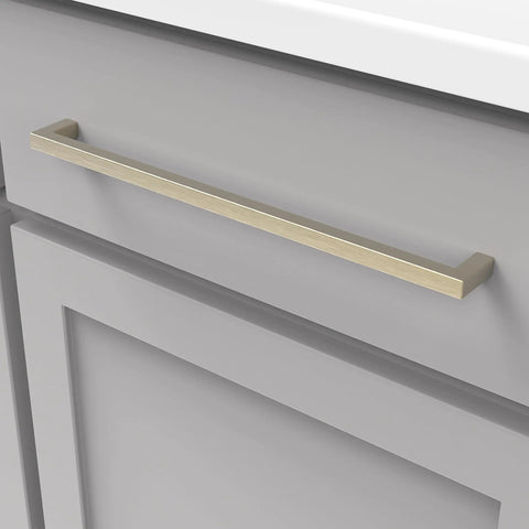 Solid Core Kitchen Cabinet Pulls With Luxe Golden Nickel Finish For Doors And Dressers, 12 Inch Center, Heavy Duty Luxury Hardware