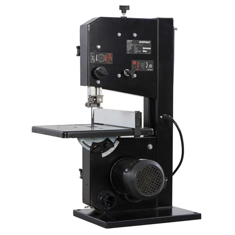 Badass Heavy Duty Steel Benchtop Band Saw With 2.2 Amp Motor Rips Through Lumber cutting eight inches wide and three point two deep.