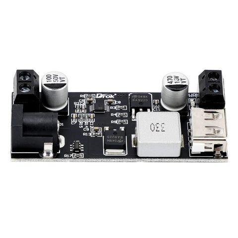 12V To 5V Buck Converter USB Regulator 5A High Efficiency Step Down Power Module for Phone Fast Charging with ports visible