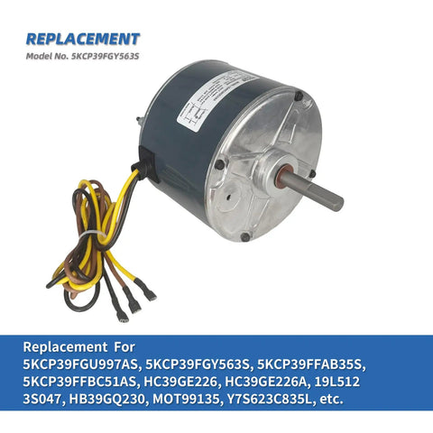 Top Tier Hvac Condenser Fan Motor 1/4 Hp 1100 Rpm 208 To 230 Volts With 5 Mfd Capacitor No Fuss Install For Carrier And Bryant Ac Systems Knockout Durability side view with wire connections