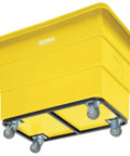 Beefy 8 Bushel Plastic Bulk Box Cart With Steel Chassis Base 800 Lb Capacity Non Marring 3 Inch Casters Yellow Heavy Duty