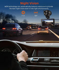Image showcasing 1080P FHD Car Dash Cam With 176 Degree Wide Angle Night Vision Parking Monitor Loop Recording on a night drive.