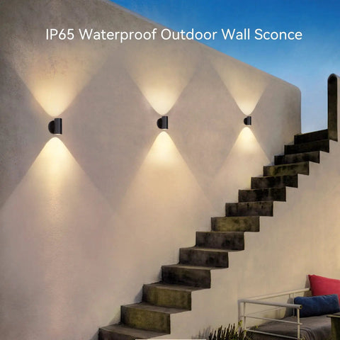 Outdoor Black Wall Sconce Light Up Down 7W LED Dimmable Exterior Wall Fixture IP65 Waterproof Aluminum Cylinder For Porch Garage Patio Perfect For Front Porch Backyard Deck Ambience And Durable Exterior Lighting All Weather Ready