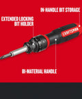 Side view of SpeedDrive Ratcheting Screwdriver That Drives Screws 2X Faster With In Handle Bit Storage For Up To 6 Bits, Craftsman.