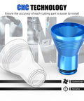 Blue Aluminum Oil Filler Funnel For Yamaha Tenere 700 Series, CNC technology illustration, precise threading detail