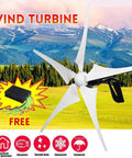 Portable Solar And Wind Hybrid Generator 3500W Low Noise AC Output with 5 Blade Wind Turbine in landscape