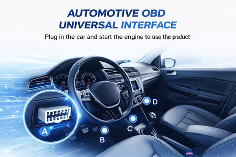 Car interior showing OBD2 port location for V519 OBD2 Scanner Diagnostic Tool Car Code Reader With 35901 Built In DTC Library.