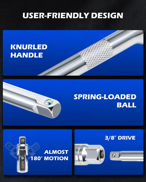 Three Eighths Inch Drive Spark Plug Socket Set with 72 Tooth Click Torque Wrench features knurled handle and spring-loaded ball.