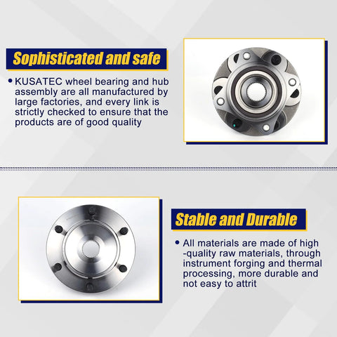 Front Wheel Bearing And Hub Assembly Fits 2010 2021 Lexus GX460 2003 2009 GX470 Toyota 4Runner 2007 2014 FJ Cruiser And 2005 2021 Tacoma Front 4WD With 6 Lug Bolts And ABS Plug And Play Direct Fit Replacement displayed with safety and quality checks.
