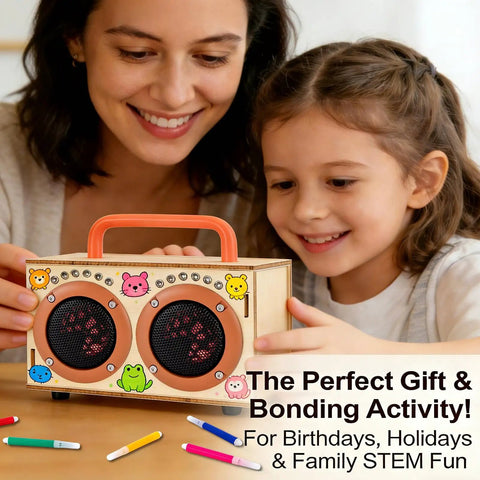 Build Your Own Bluetooth Speaker Kit For Kids And Teens No Soldering Required Easy Cool Hands On Wooden Electronics Building Set