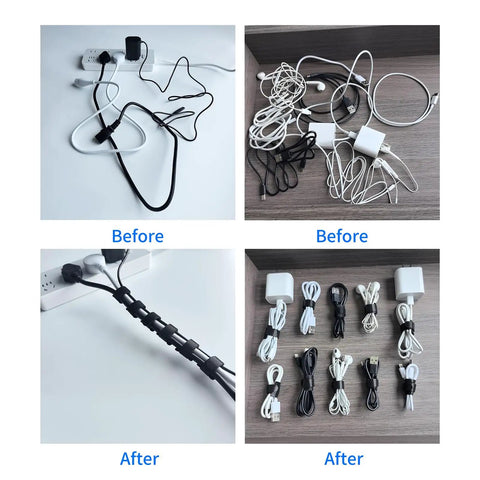 Before and after using 80 Piece 6 Inch Multi Color Reusable Cable Ties Cord Straps For DIY Friendly Multi Purpose Wire Ties Cord Wrap