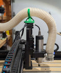 Clear 1-1/2 Inch By 10 Foot Dust Collection Hose With Carbon Steel Wire For Dust Collectors And Woodworking Tools attached to machine