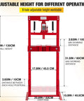 Front view of Beefy 12 Ton H Frame Shop Hydraulic Press With Adjustable Worktable And Steel Plates for various mechanical tasks.