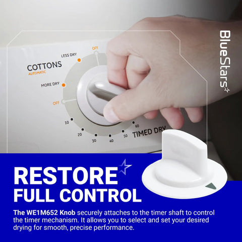 Dryer Timer Control Knob With Beefed Up Metal Ring For Hotpoint And GE Dryers D Shaped Shaft Compatible Easy Install Replacement