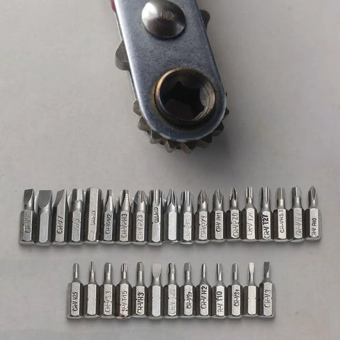 Solid 33 Piece Screwdriver Bit Kit Made From Tough 45# Steel Perfect For Torx Spanner Hex Star Driver Bits With Holder Rod For Your DIY Repair Jobs And Home Upgrade Projects In A Super Durable Gray Finish, 33 steel bits