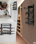 Sturdy Wall Mount Gun Rack With Shelf Holds Up To 80lbs Fits Three Rifles And Gear in garage and wood panel room