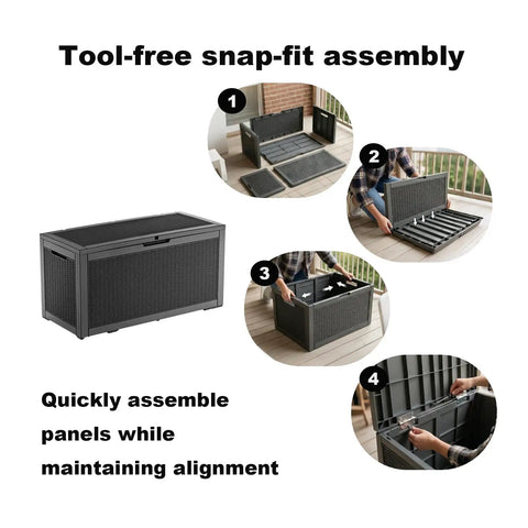 100 Gallon Resin Deck Box Lockable Outdoor Storage Chest for Patio Furniture and Garden Tools built tough