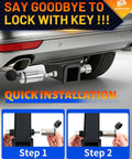 Installed Stainless Steel Trailer Hitch Lock That Locks It Down For Class III And IV Hitches Five Eighths Inch Pin Fits Two Inch And Two Point Five Inch Receivers Heavy Duty Anti Theft Receiver Lock With Eight Anti Rattle O Rings And Waterproof Cap on vehicle