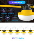 Heavy Duty Construction String Lights 100ft LED Work Light String With 10 Bulbs 100W Equivalent 14000 Lumens 5000K detail