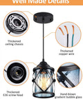 Black Pendant Lights For Kitchen Island With Glass Shades, Adjustable Hanging Ceiling Fixture, detailing components and design
