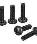 30 Pack M6 X 20 Millimeter Pan Head Torx Security Screws Black Carbon Steel T30 Drive arranged in a group.