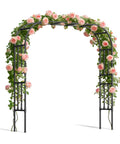 Go-To 6.9x7.9 Ft Square Tube Garden Arbor Trellis With Twisted Metal Design covered in climbing roses for outdoor weddings