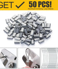 Image showing 50 aluminum crimping sleeves from One Sixteenth Inch Stainless Steel Wire Rope Kit, 100 Feet, Includes 50 Aluminum Crimping Sleeves.