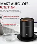 Smart AI Temp Control Heated Coffee Mug With Auto Beverage Detection Keeps Your Espresso Straight Up Smooth And Hella Toasty Through Lazy Weekend Vibes And Daily Grinds on desk with lid and auto-off features.