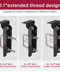3.1 inch extended thread design for various boat trailer crossmembers, part of Rock Solid Universal 4 Pcs 8 Inch Boat Trailer Bunk Brackets.