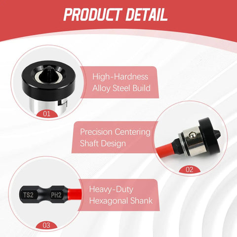Heavy Duty Premium Top Tier Magnetic Drywall Screw Setter Bits with Adjustable Depth Stop showing high-hardness alloy steel build.
