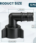 Dead Simple Swivel Elbow Plumbing Fittings For Pex Pipe Built Tough 1/2 Inch To 1/2 Inch Npt Threads Heavy Duty 5 Pack with dimensions.