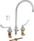 Monterrey Widespread Gooseneck Faucet With 8-Inch Spout Reach, 1.5 GPM, chrome finish, ceramic disc valves, wrist blade handles