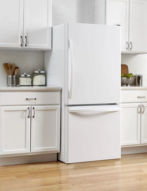 Installed refrigerator in kitchen using Specialty Appliance Epoxy Spray White 12 Oz 2 Pack For Exterior Appliance Surfaces