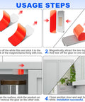 Installation steps for Tool Free No Drill Magnetic Cabinet Door Catch With Ultra Strong Adhesive for kitchen and RV use.