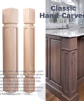 35 And A Half Inch High Wooden Kitchen Island Legs Two Pack Carved Raised Panel Cabinet Columns Unfinished Replacement Feet