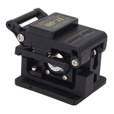 Fiber Optic Cleaver With Auto Return 0.5 Degree Cleave Angle 16 Precision Cutting Points 3 In 1 Splicing Tool in black casing