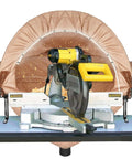 Dust Collection Hood With Light For Miter Saws, Keeps Fine Dust From Escaping, Built In LED Lighting shown with 10 inch miter saw