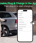 Person using Level 2 Home EV Charger 48 Amp 240V With J1772 Connector and NEMA 14 50 Plug In Option or Hardwired 25 Ft Cable
