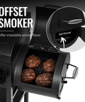 Offset smoker view on Two Burner Gas And Charcoal Grill Combo With Offset Smoker And Side Burner For Backyard BBQs