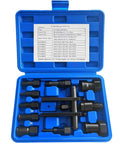 10 Piece Motorcycle Blind Bearing Puller Kit With 8 Mm To 25 Mm Collets Inner Extractor Tool Set in blue case, components visible